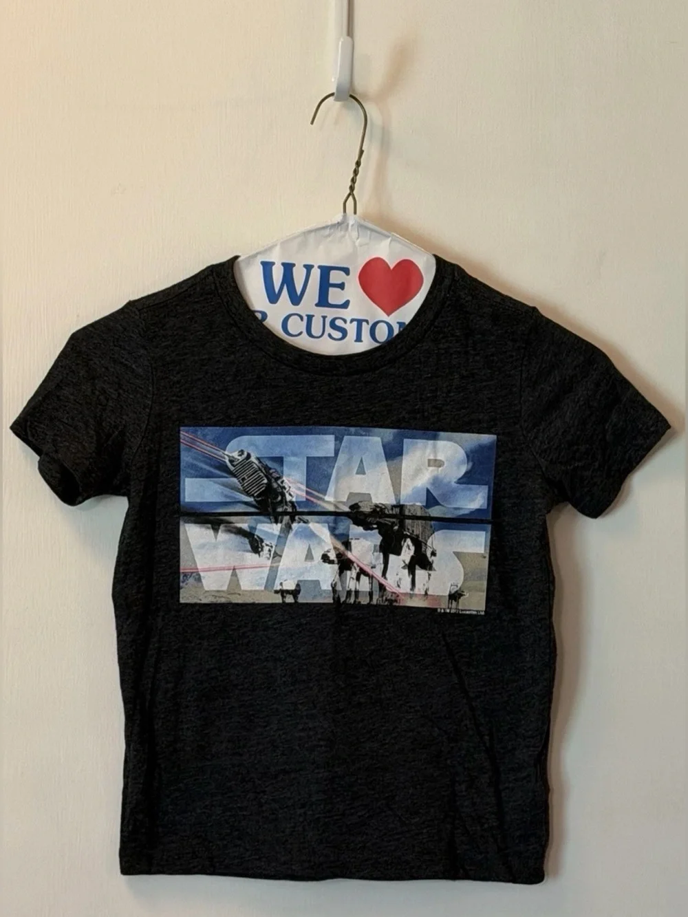 Old Navy Black Star Wars Graphic Tee with Blue Print
